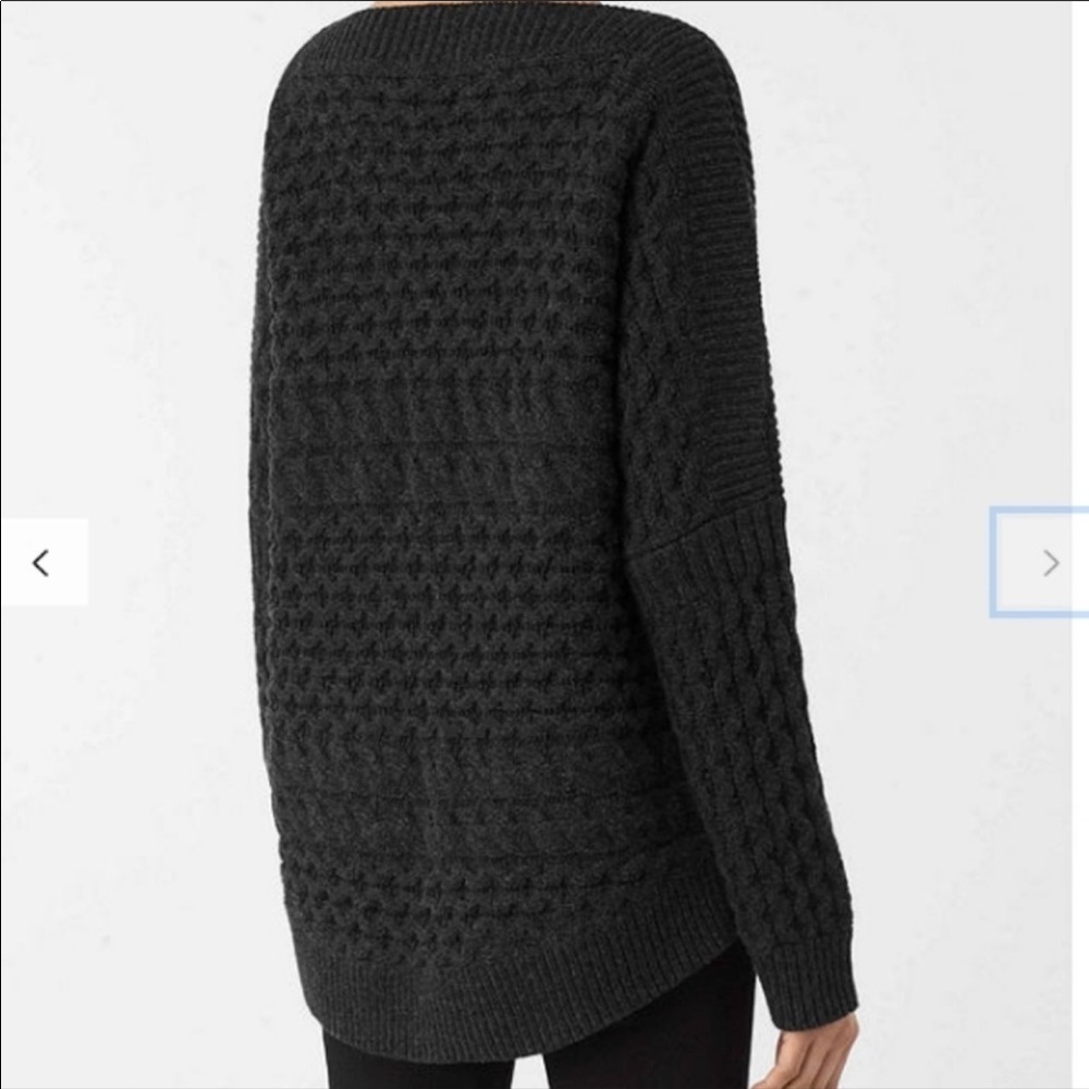 Allsaints Reed Chunky Knit Charcoal Gray Sweater S - Picture 2 of 14